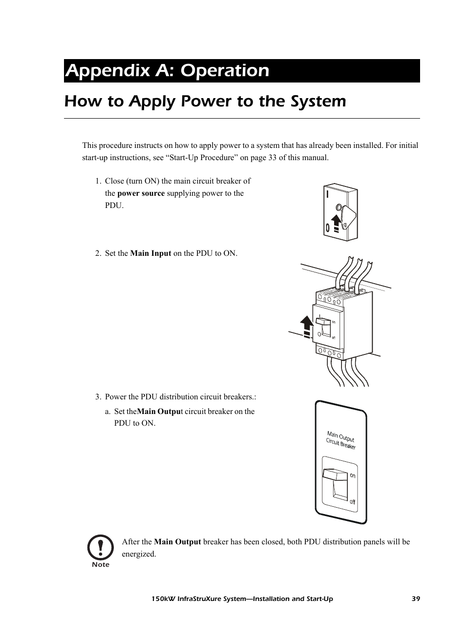 Appendix a: operation, How to apply power to the system | American Power Conversion PDU User Manual | Page 47 / 54