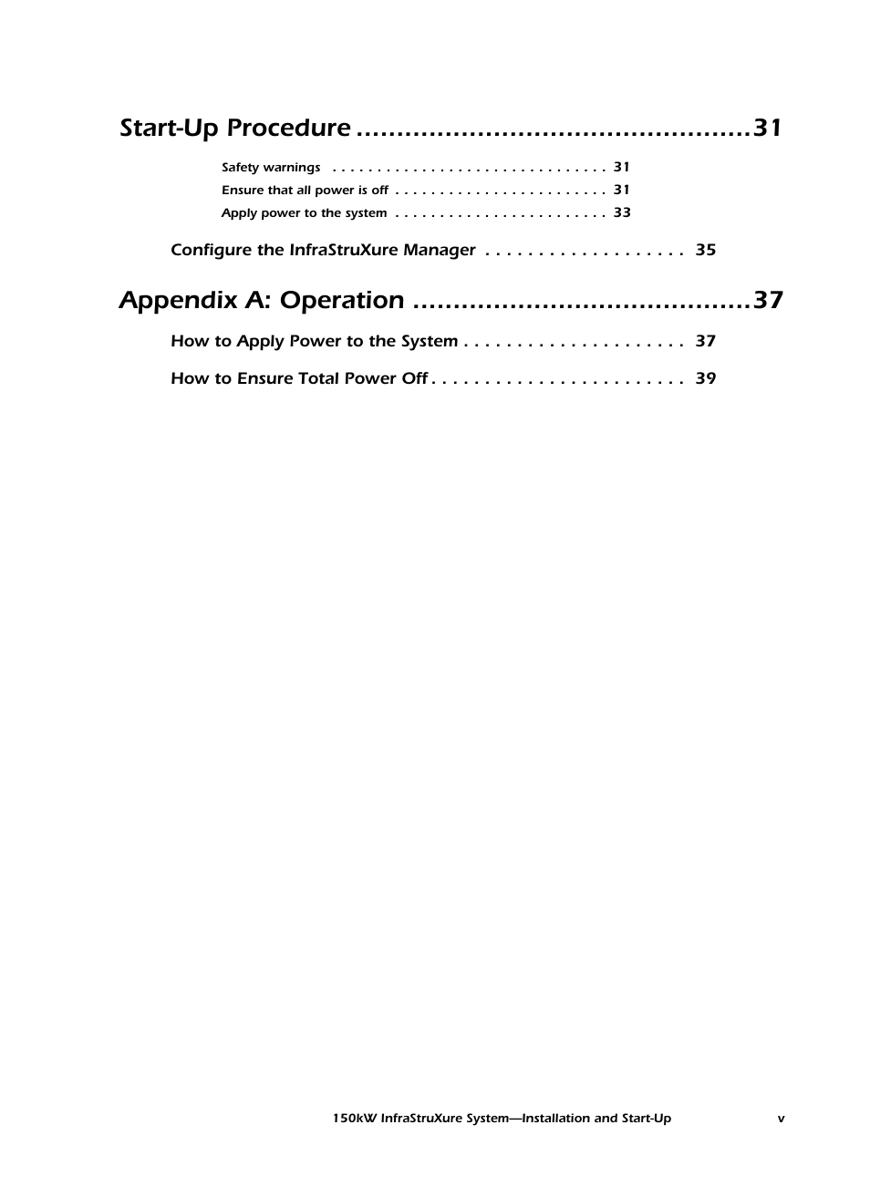 Start-up procedure, Appendix a: operation | American Power Conversion PDU User Manual | Page 7 / 54