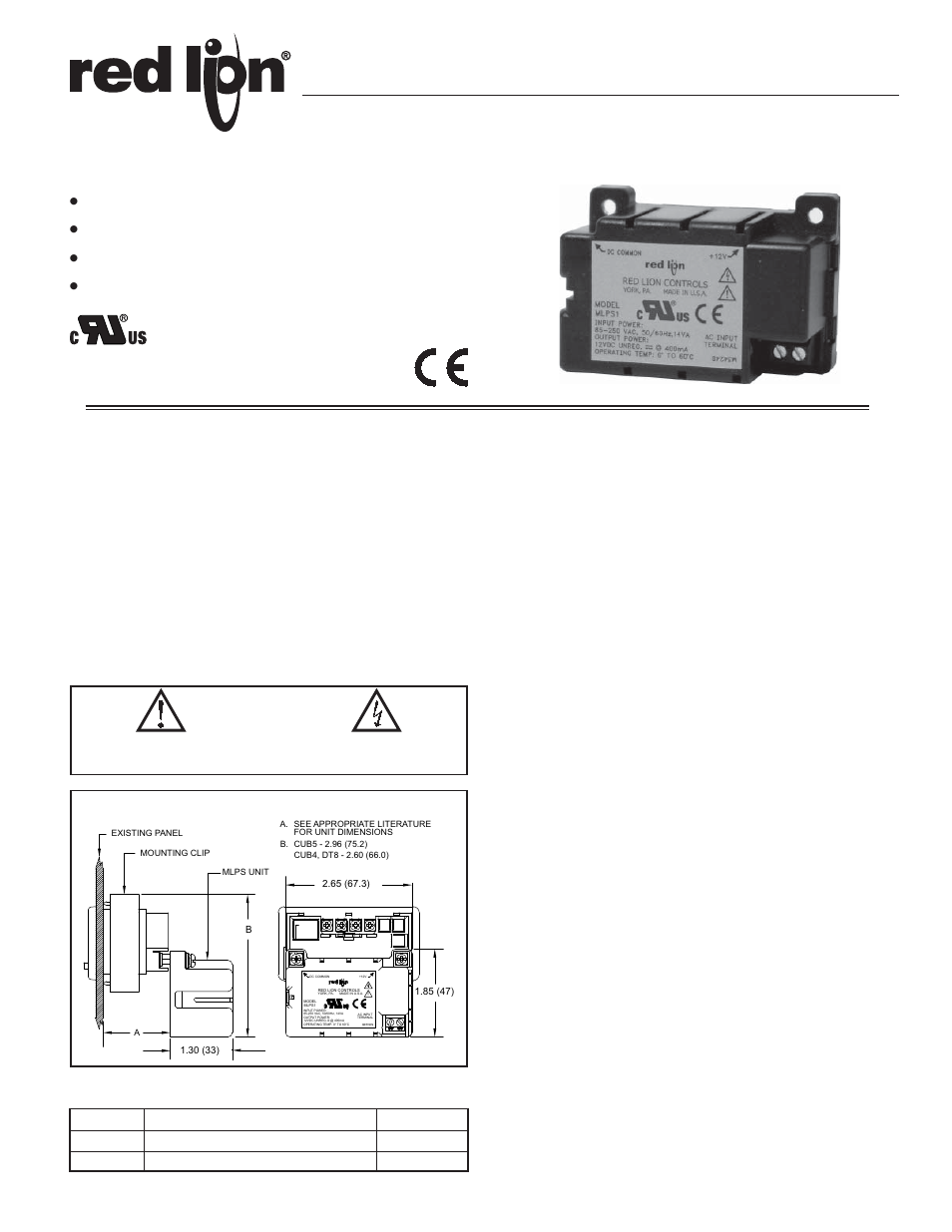 Red Lion MLPS2 User Manual | 2 pages