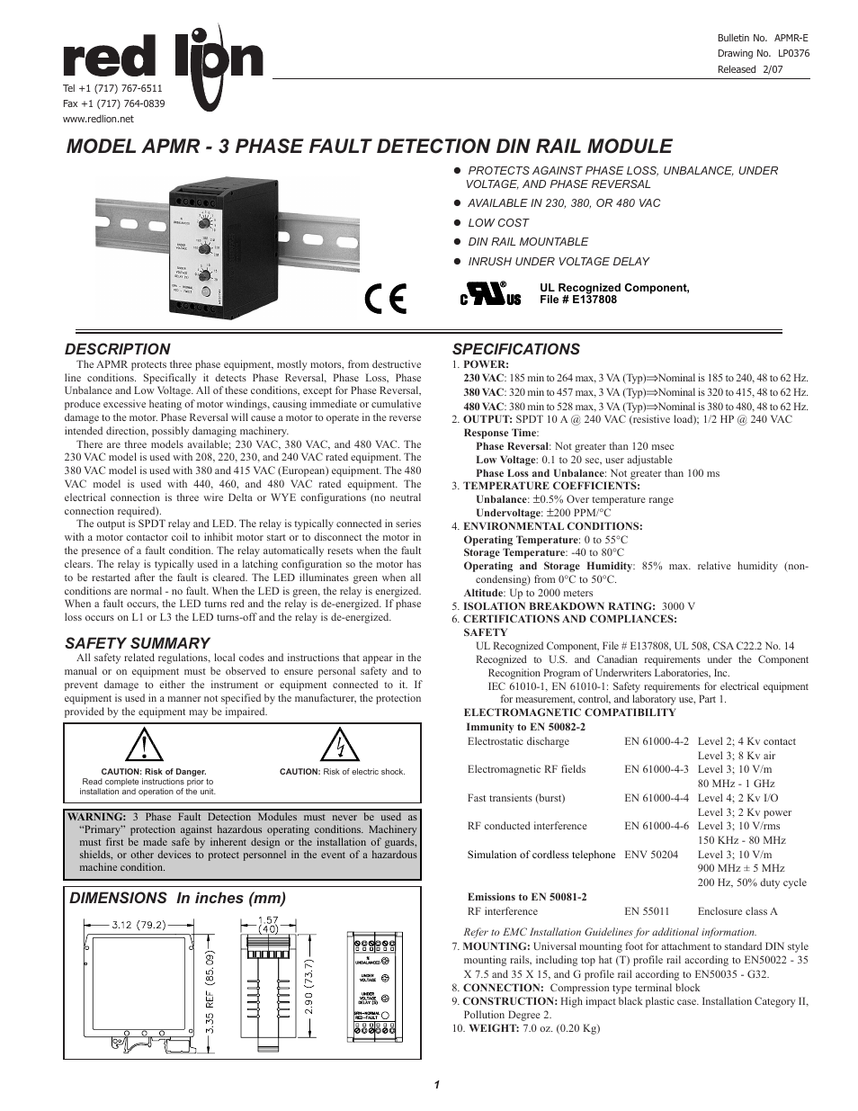 Red Lion APMR User Manual | 4 pages