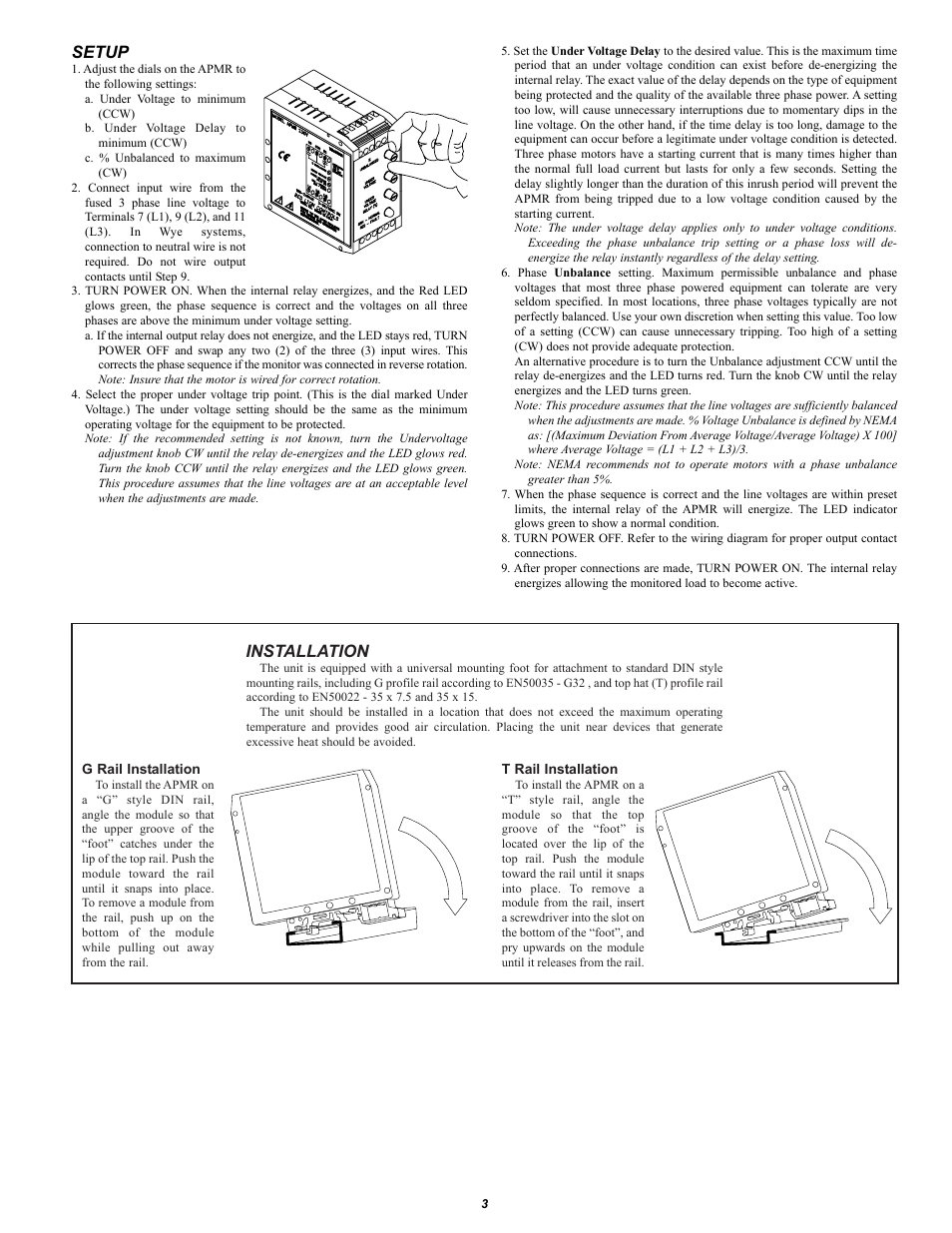 Setup, Installation | Red Lion APMR User Manual | Page 3 / 4