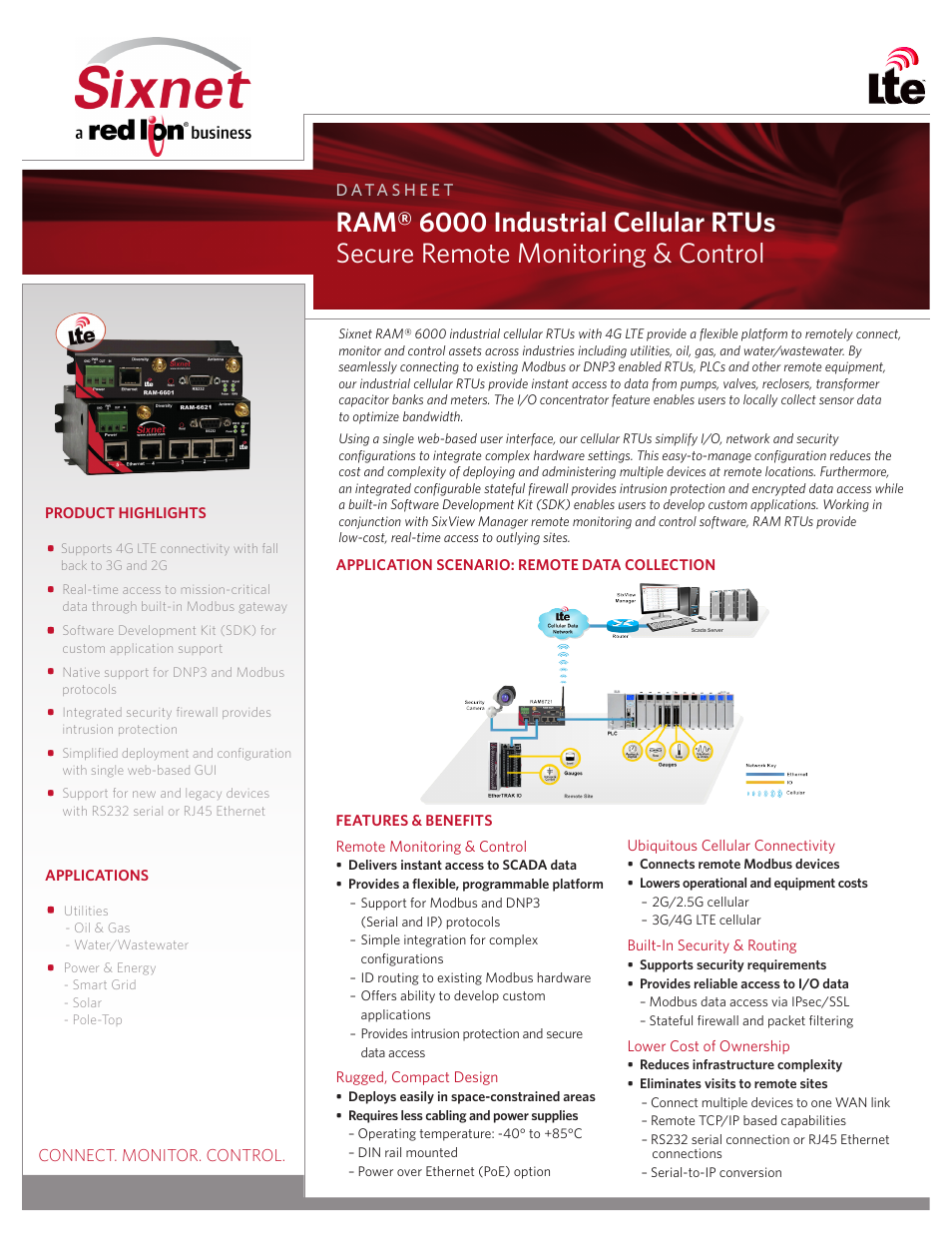 Red Lion RA 6000 Cellular RTU User Manual | 2 pages