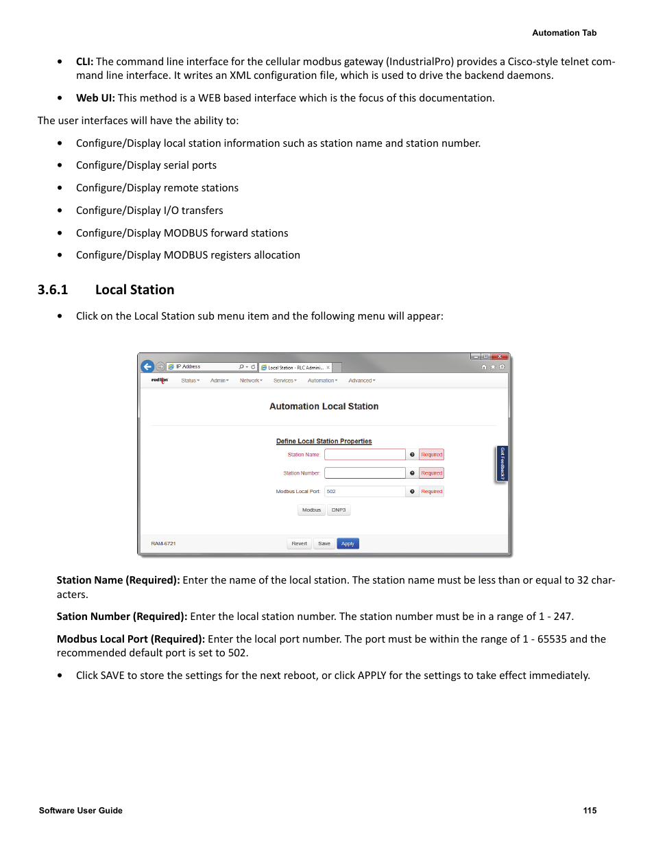 1 local station, 1 local, Station | Red Lion IndustrialPr 6000 Router User Manual | Page 115 / 186