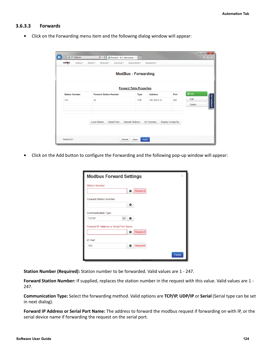 3 forwards | Red Lion IndustrialPr 6000 Router User Manual | Page 124 / 186