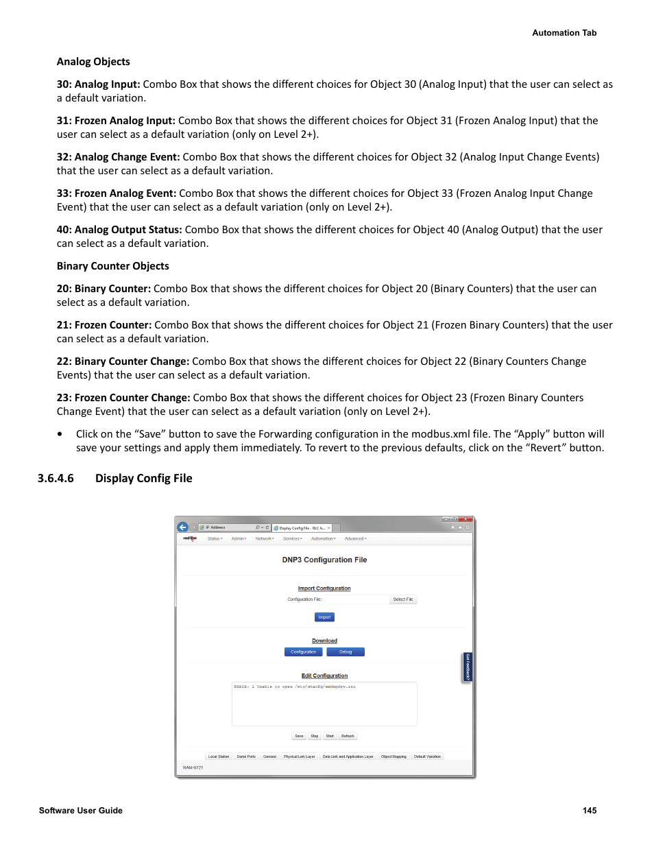 6 display config file | Red Lion IndustrialPr 6000 Router User Manual | Page 145 / 186