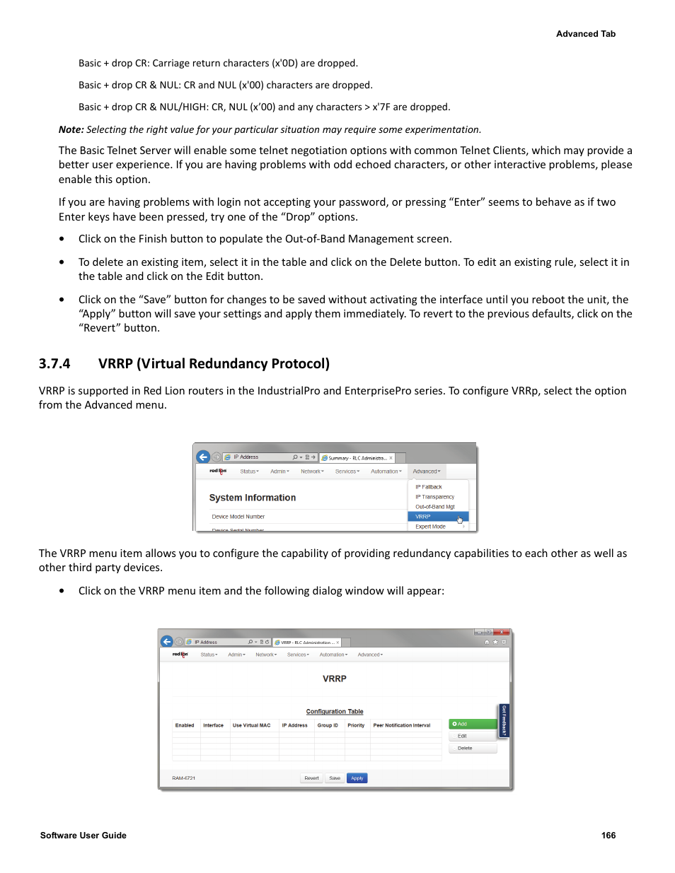 4 vrrp (virtual redundancy protocol) | Red Lion IndustrialPr 6000 Router User Manual | Page 166 / 186