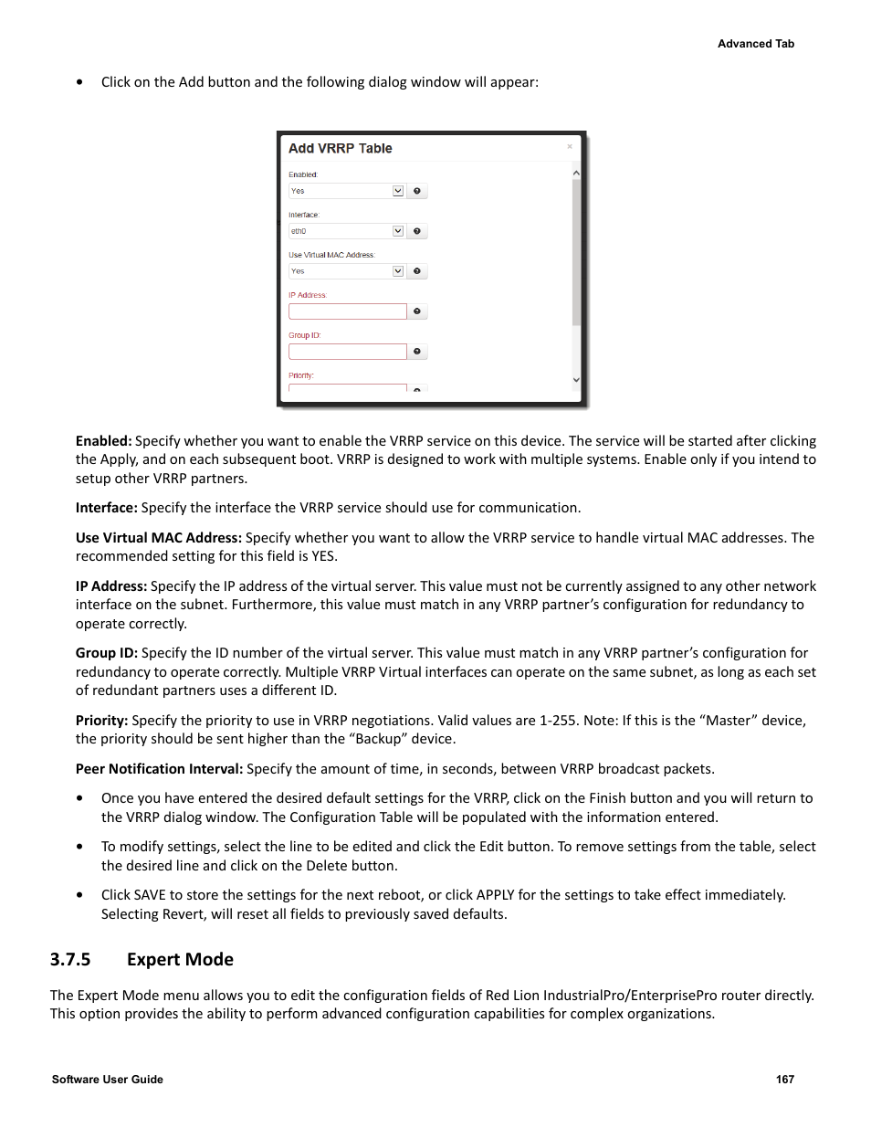 5 expert mode, 5 expert, Mode | Red Lion IndustrialPr 6000 Router User Manual | Page 167 / 186