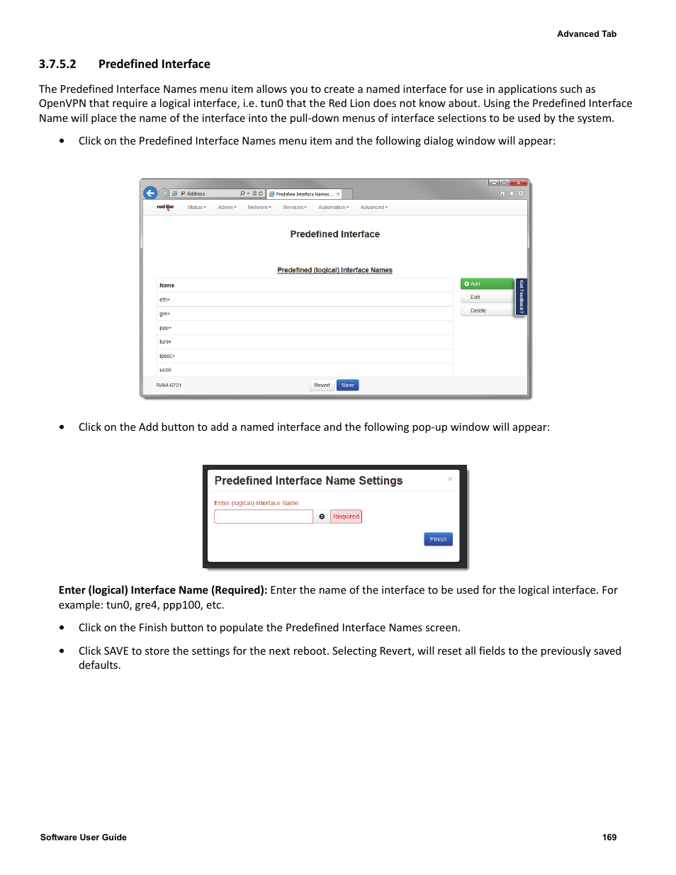 2 predefined interface | Red Lion IndustrialPr 6000 Router User Manual | Page 169 / 186