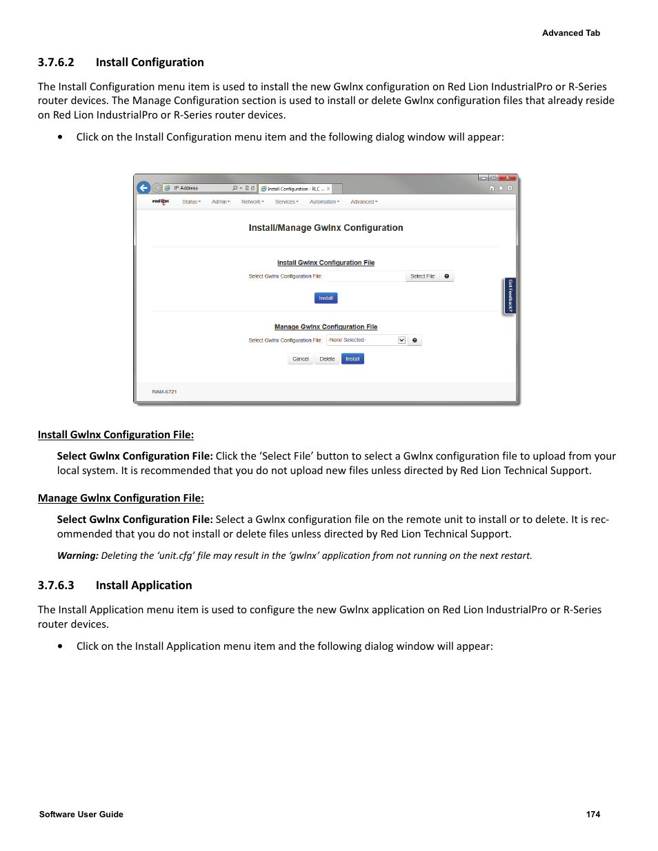 2 install configuration, 3 install application | Red Lion IndustrialPr 6000 Router User Manual | Page 174 / 186