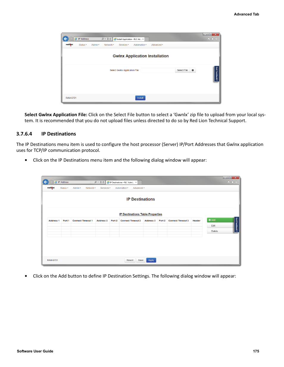 4 ip destinations | Red Lion IndustrialPr 6000 Router User Manual | Page 175 / 186