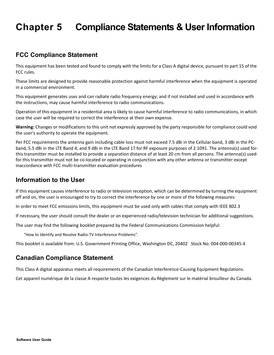 Chapter 5 compliance statements & user information, Chapter 5 | Red Lion IndustrialPr 6000 Router User Manual | Page 182 / 186