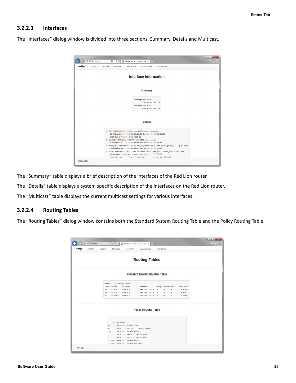 3 interfaces, 4 routing tables | Red Lion IndustrialPr 6000 Router User Manual | Page 26 / 186