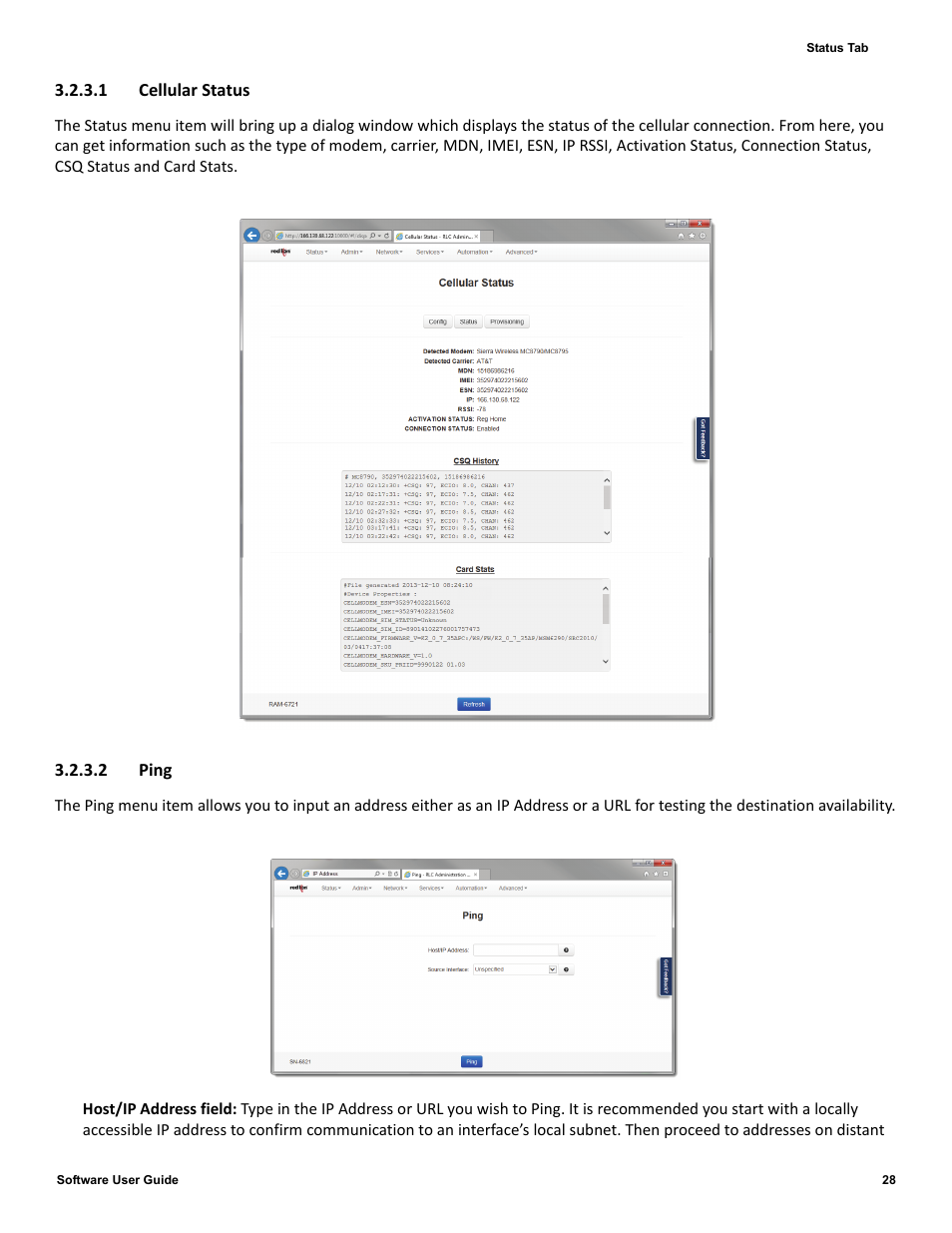 1 cellular status, 2 ping | Red Lion IndustrialPr 6000 Router User Manual | Page 28 / 186