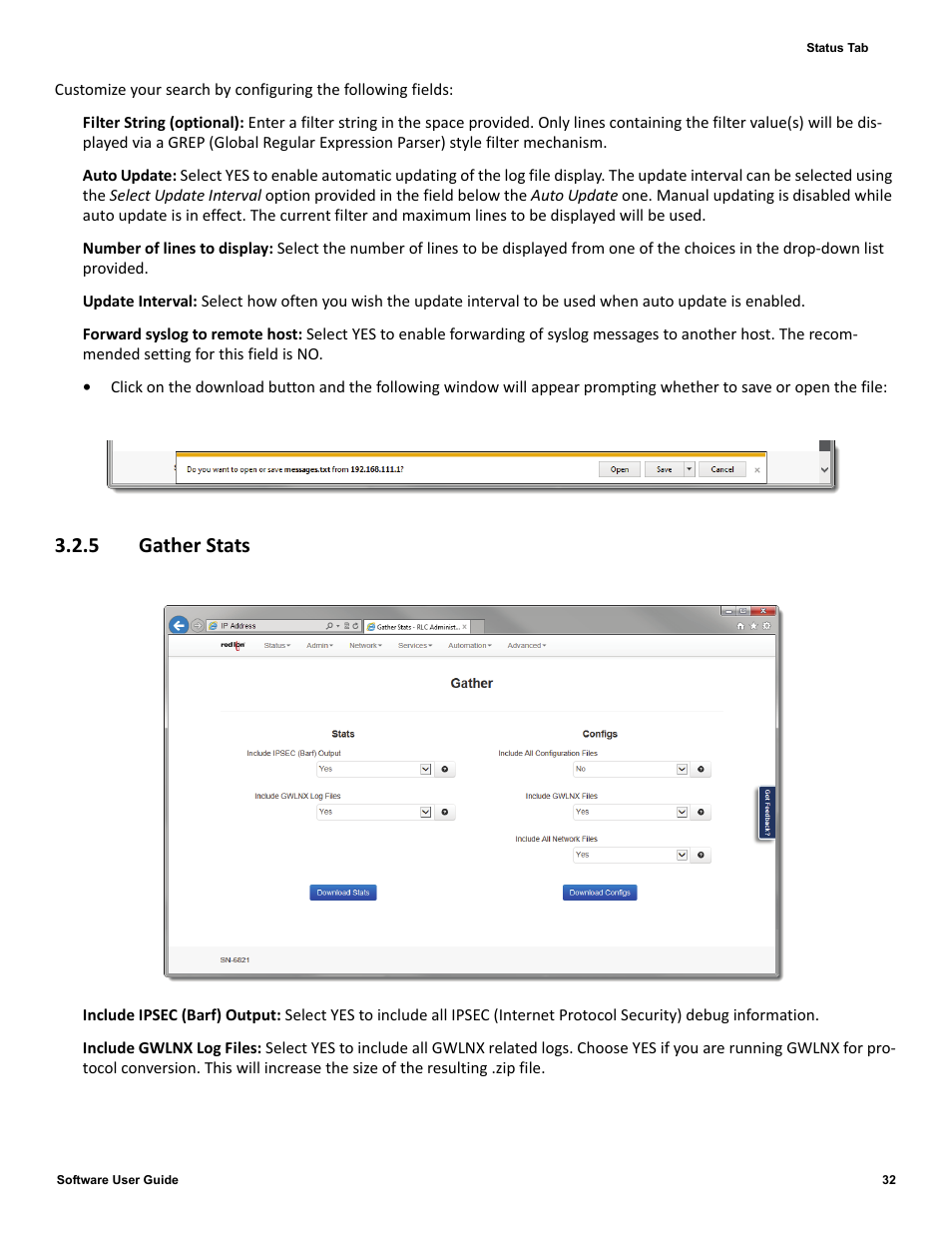 5 gather stats, 5 gather, Stats | Red Lion IndustrialPr 6000 Router User Manual | Page 32 / 186