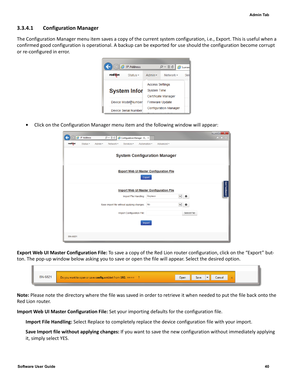 1 configuration manager | Red Lion IndustrialPr 6000 Router User Manual | Page 40 / 186