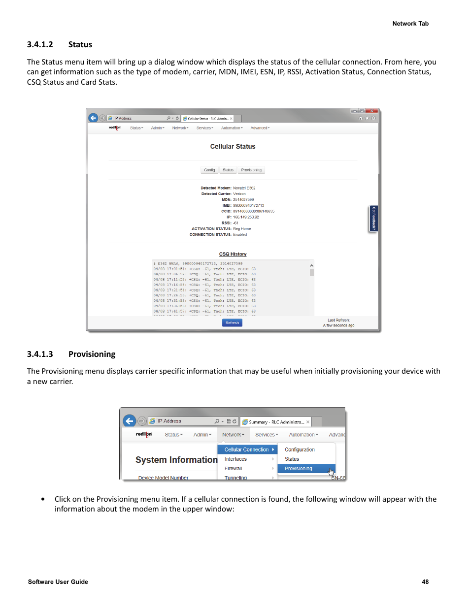 2 status, 3 provisioning | Red Lion IndustrialPr 6000 Router User Manual | Page 48 / 186