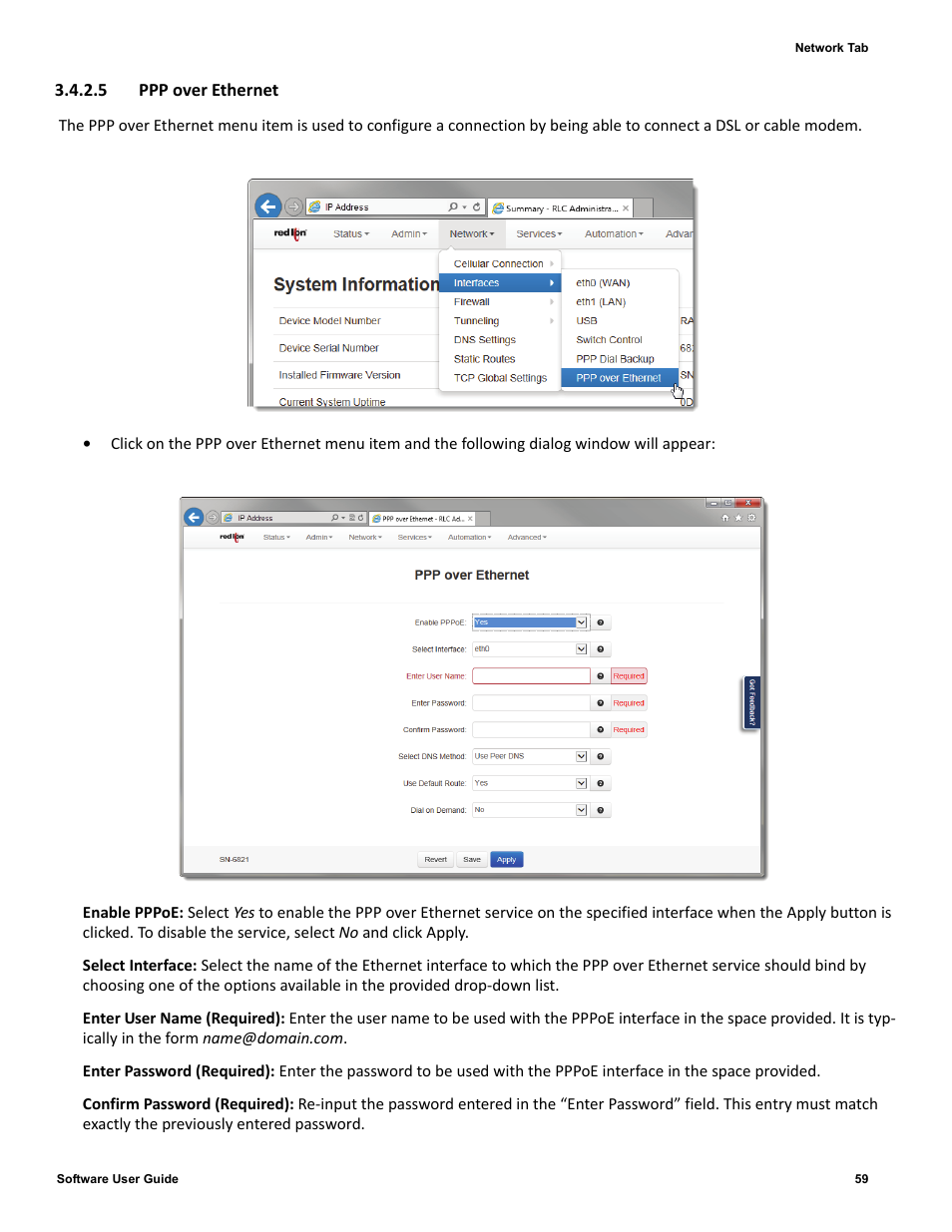 5 ppp over ethernet | Red Lion IndustrialPr 6000 Router User Manual | Page 59 / 186