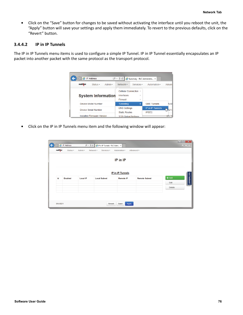 2 ip in ip tunnels | Red Lion IndustrialPr 6000 Router User Manual | Page 76 / 186