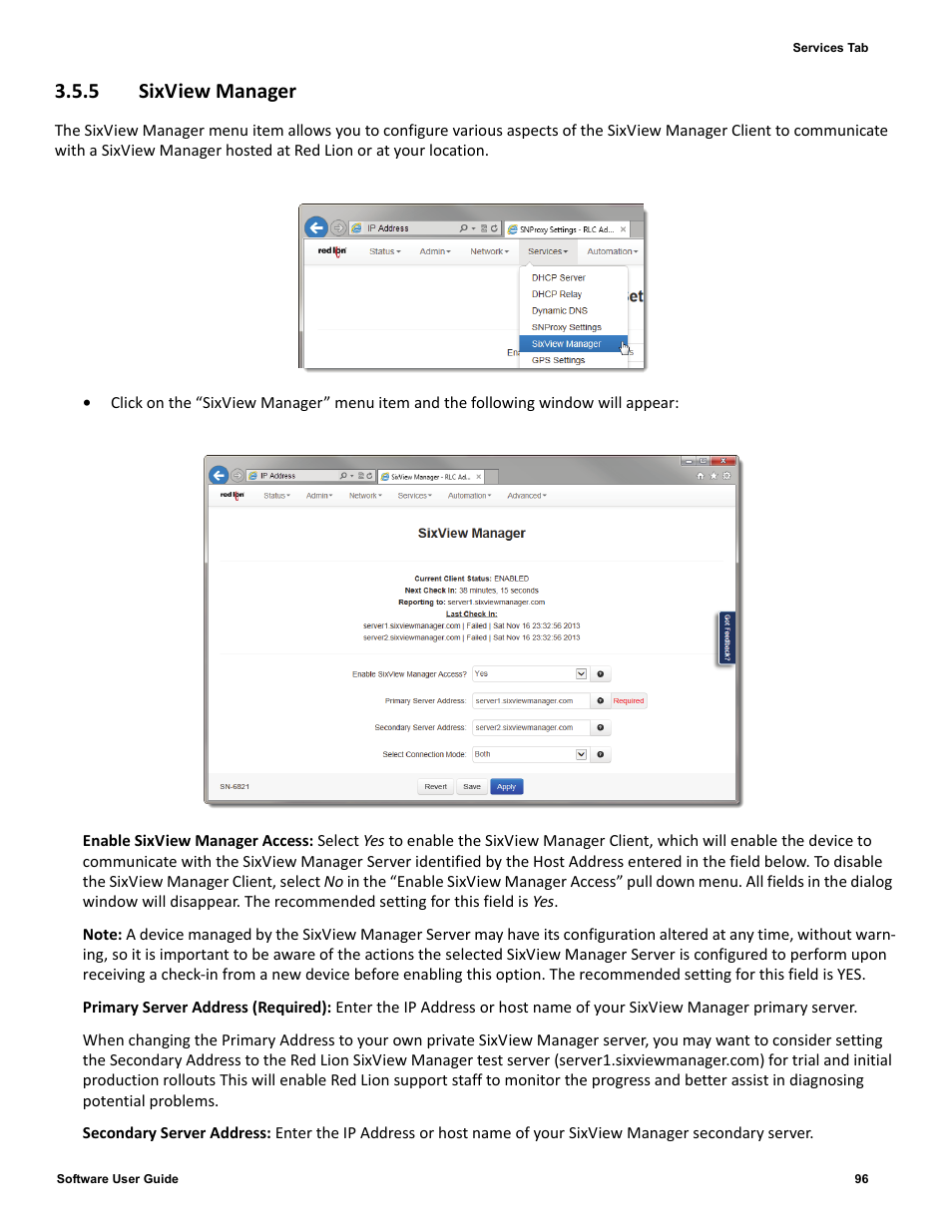 5 sixview manager, 5 sixview, Manager | Red Lion IndustrialPr 6000 Router User Manual | Page 96 / 186