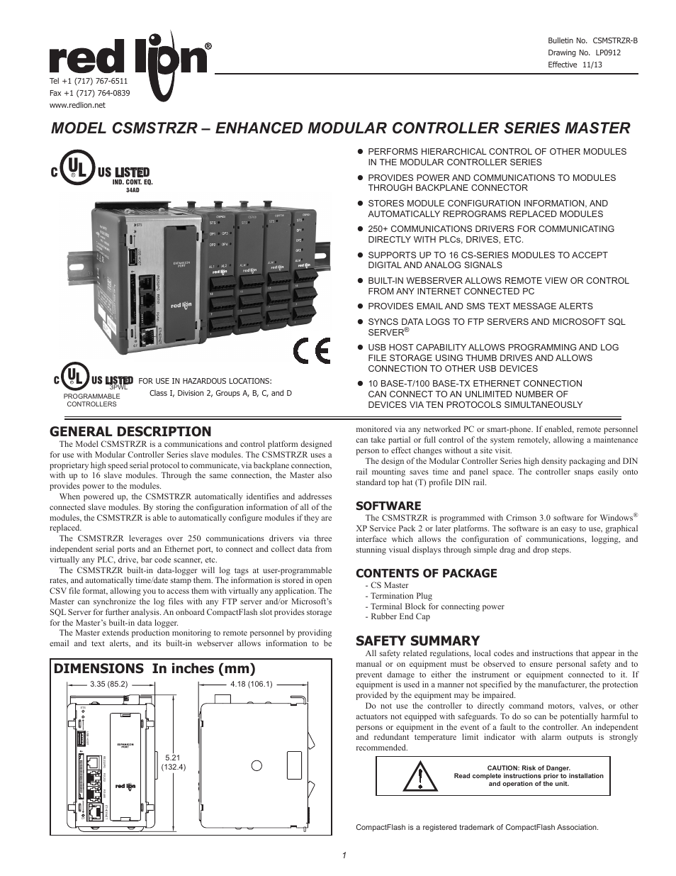 Red Lion CSMSTRZR User Manual | 8 pages
