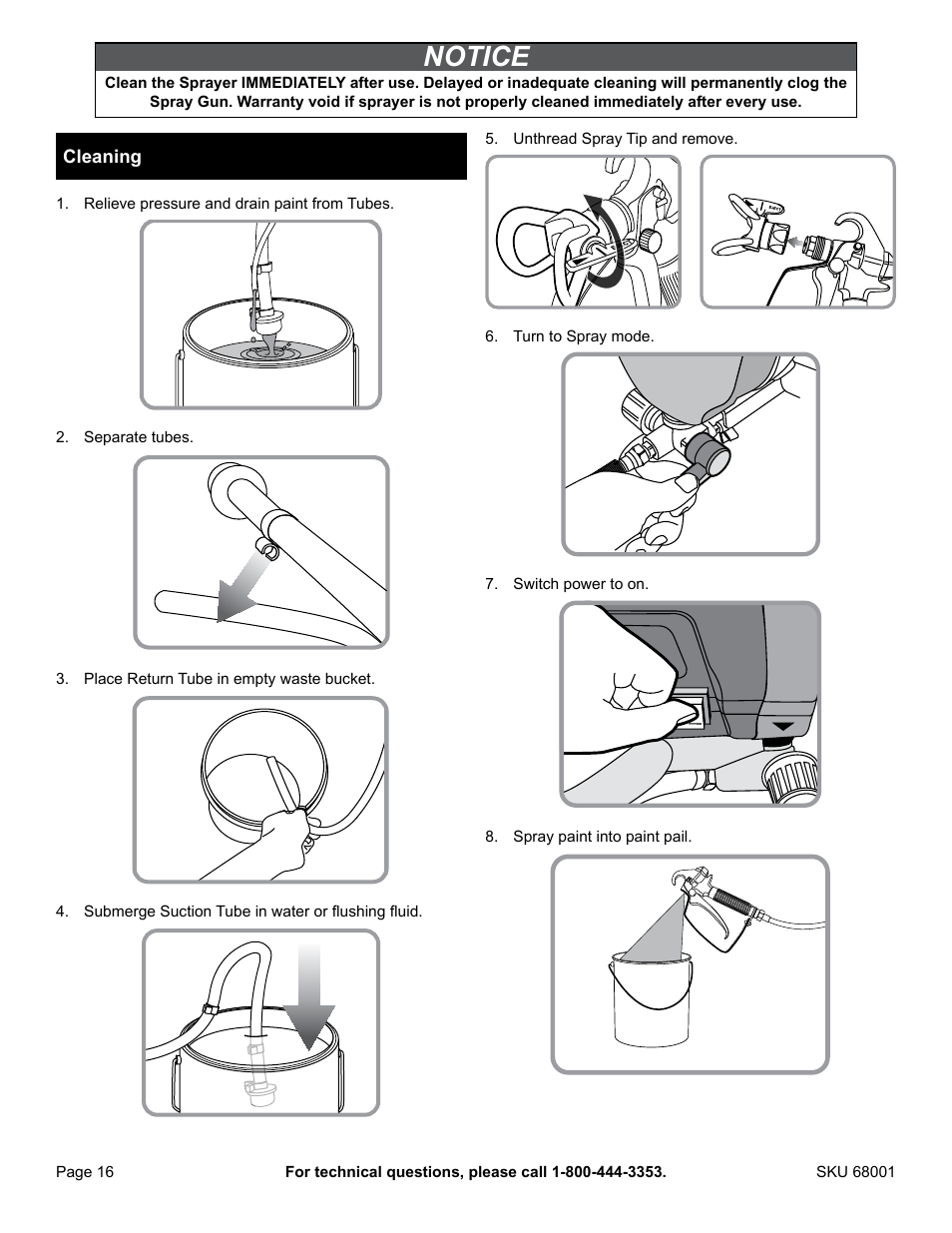 Notice | American Power Conversion Airless Paint Sprayer 68001 User Manual | Page 16 / 24