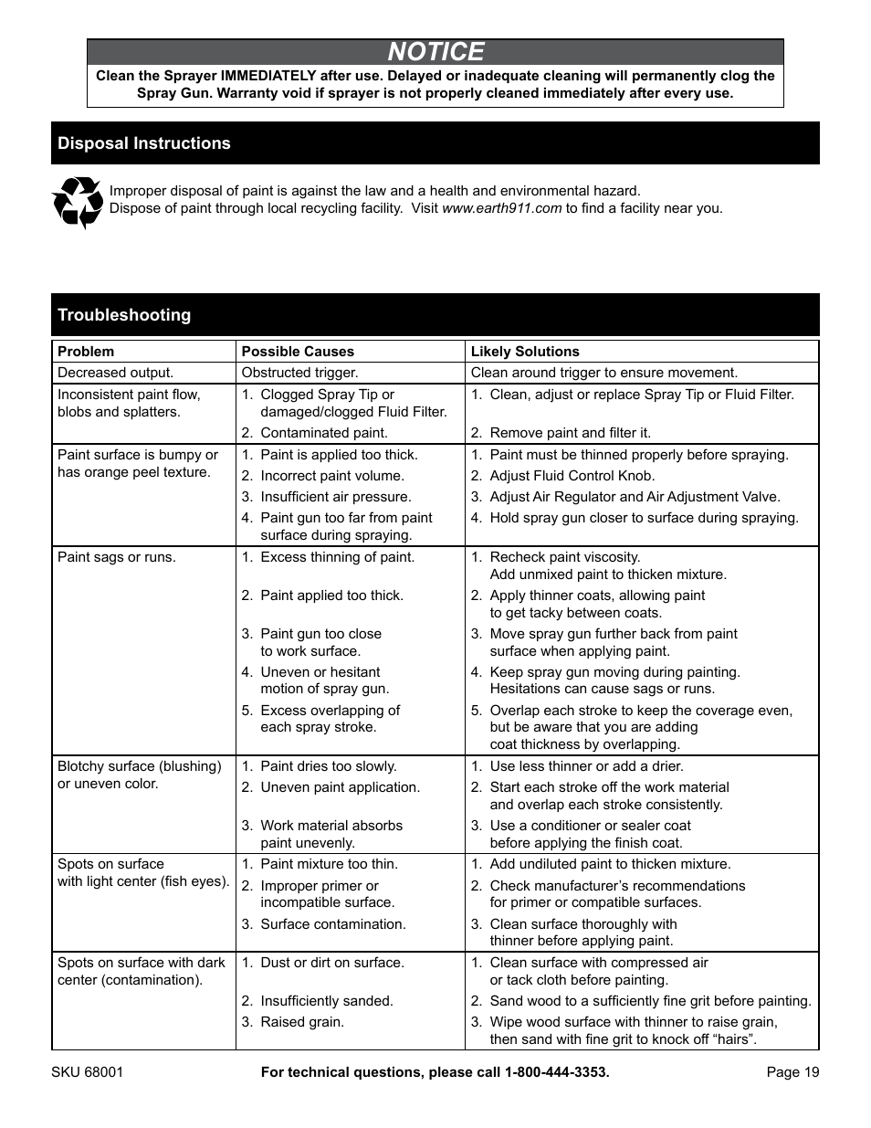 Notice | American Power Conversion Airless Paint Sprayer 68001 User Manual | Page 19 / 24