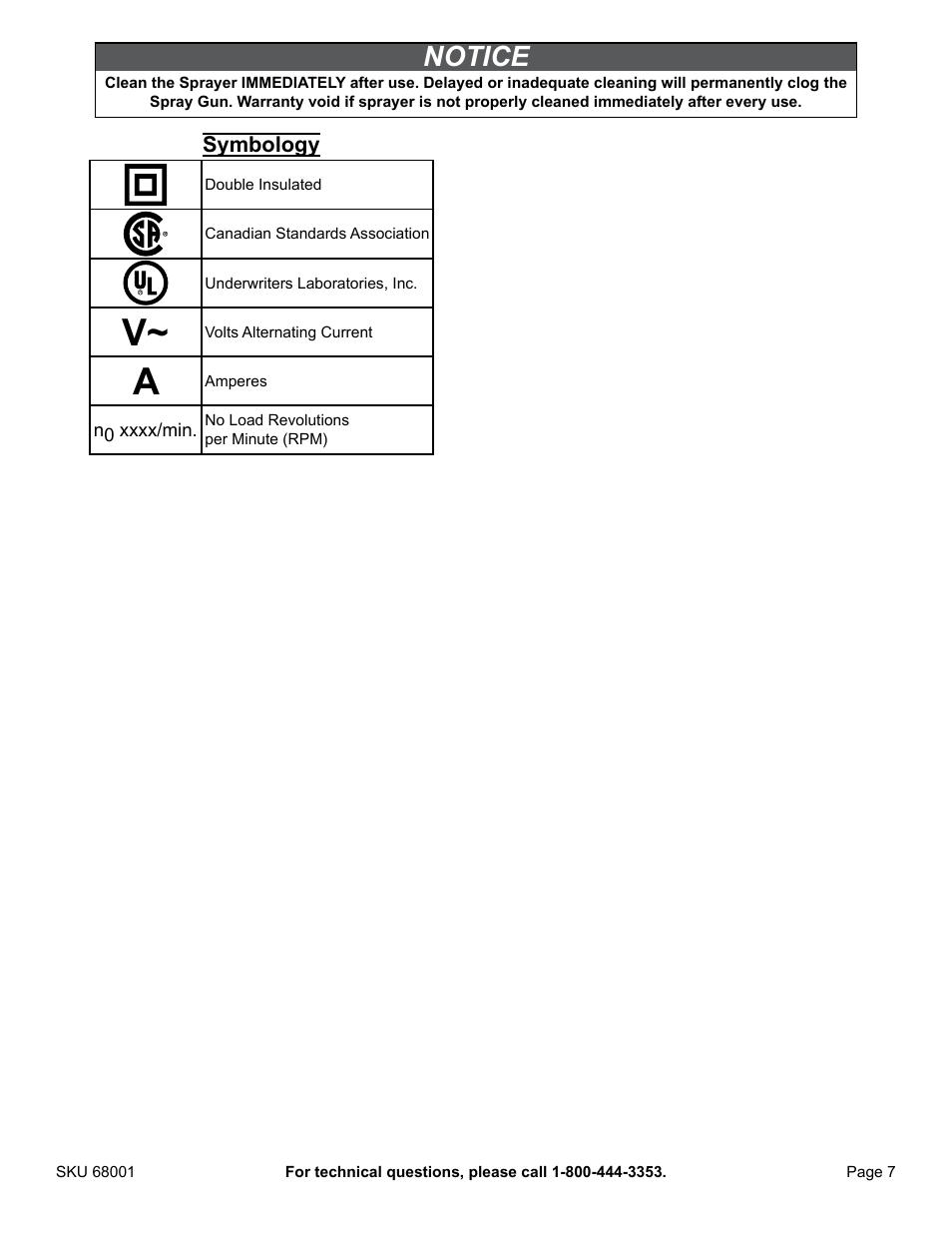 Notice | American Power Conversion Airless Paint Sprayer 68001 User Manual | Page 7 / 24