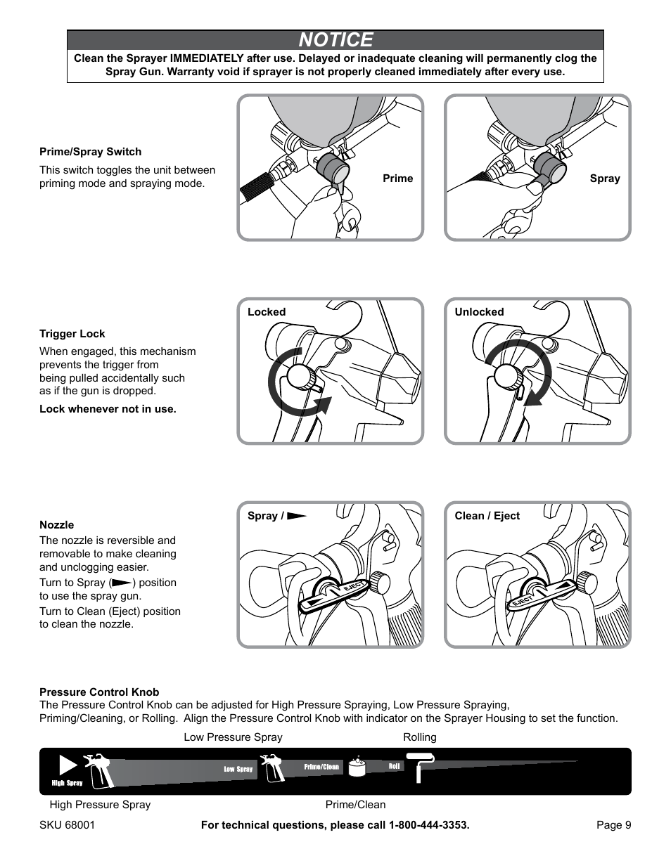 Notice | American Power Conversion Airless Paint Sprayer 68001 User Manual | Page 9 / 24