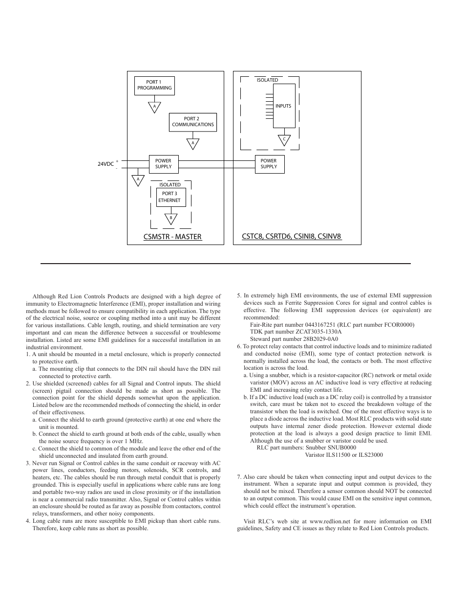 Emc installation guidelines, Block diagram for cstc8, csrtd6, csini8 & csinv8 | Red Lion CSRTD6 User Manual | Page 4 / 8