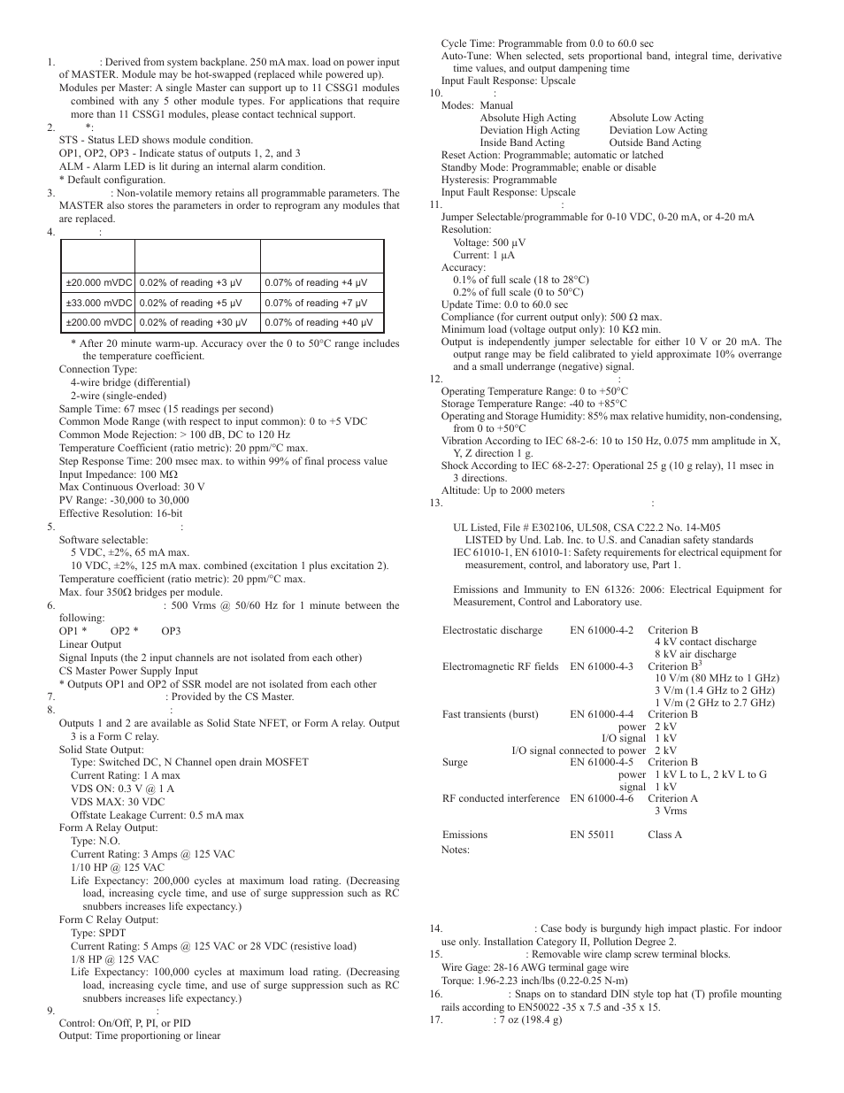 Specifications | Red Lion CSSG User Manual | Page 2 / 8