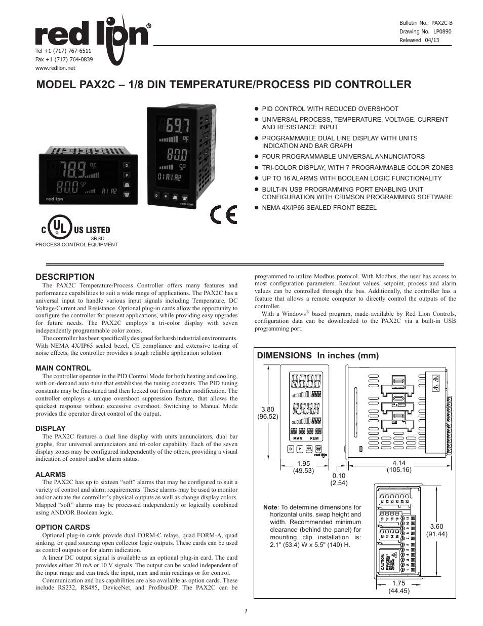 Red Lion PAX2C User Manual | 56 pages