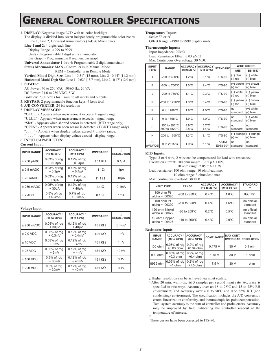 Eneral, Ontroller, Pecifications | Red Lion PAX2C User Manual | Page 3 / 56