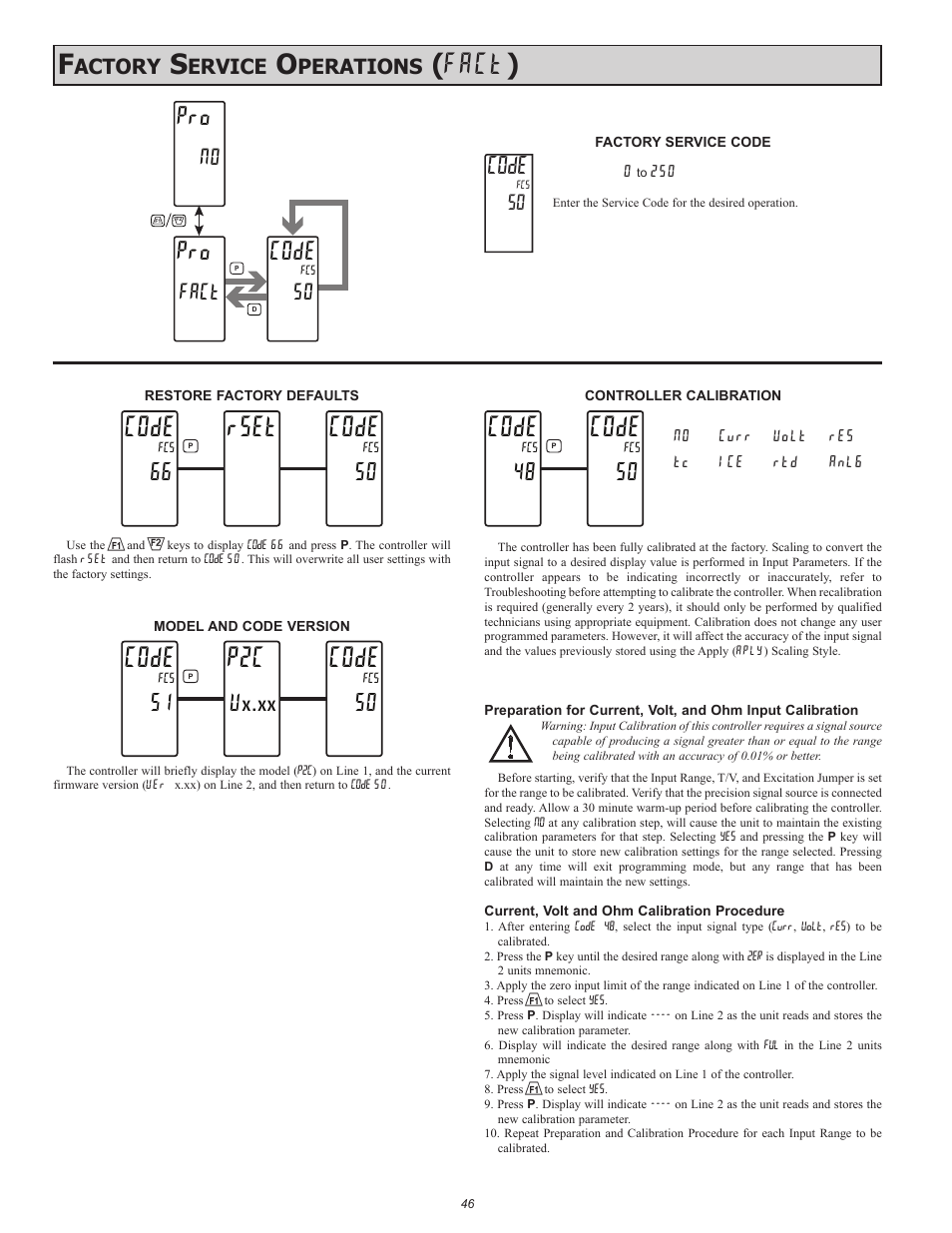 Fact ), Code, Rset | Actory, Ervice, Perations, F a c t, X.xx | Red Lion PAX2C User Manual | Page 46 / 56