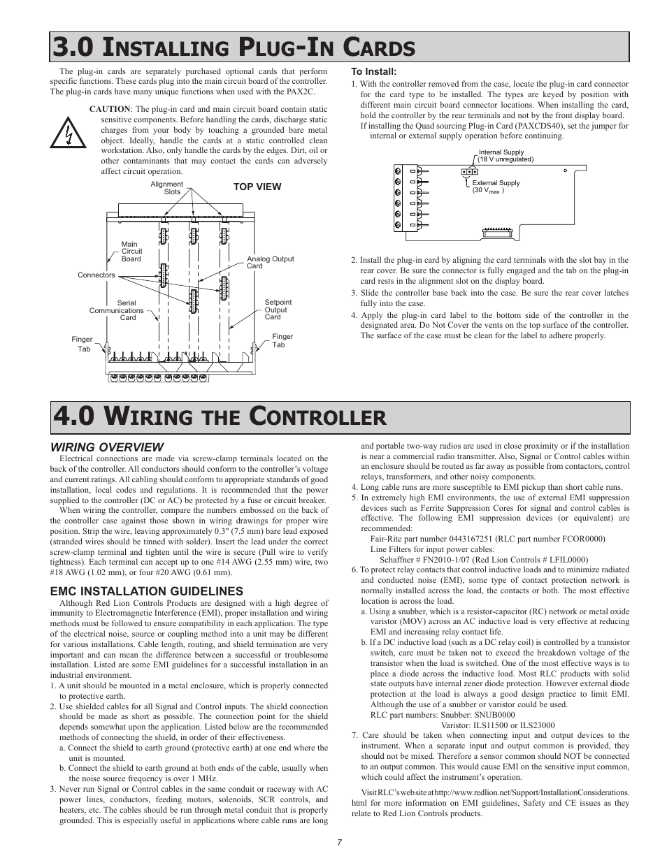 Nstalling, Ards, Iring | Ontroller | Red Lion PAX2C User Manual | Page 7 / 56
