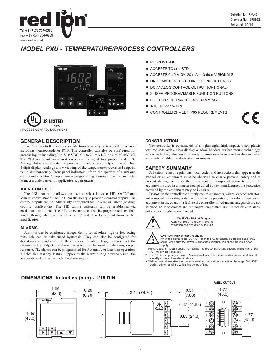 Red Lion PXU User Manual | 32 pages