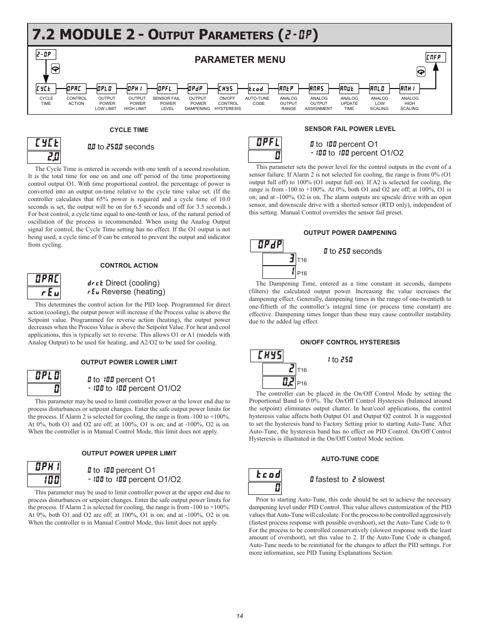 1 i, 2 module 2 - o, Utput | Arameters, Parameter menu | Red Lion P16 User Manual | Page 14 / 28