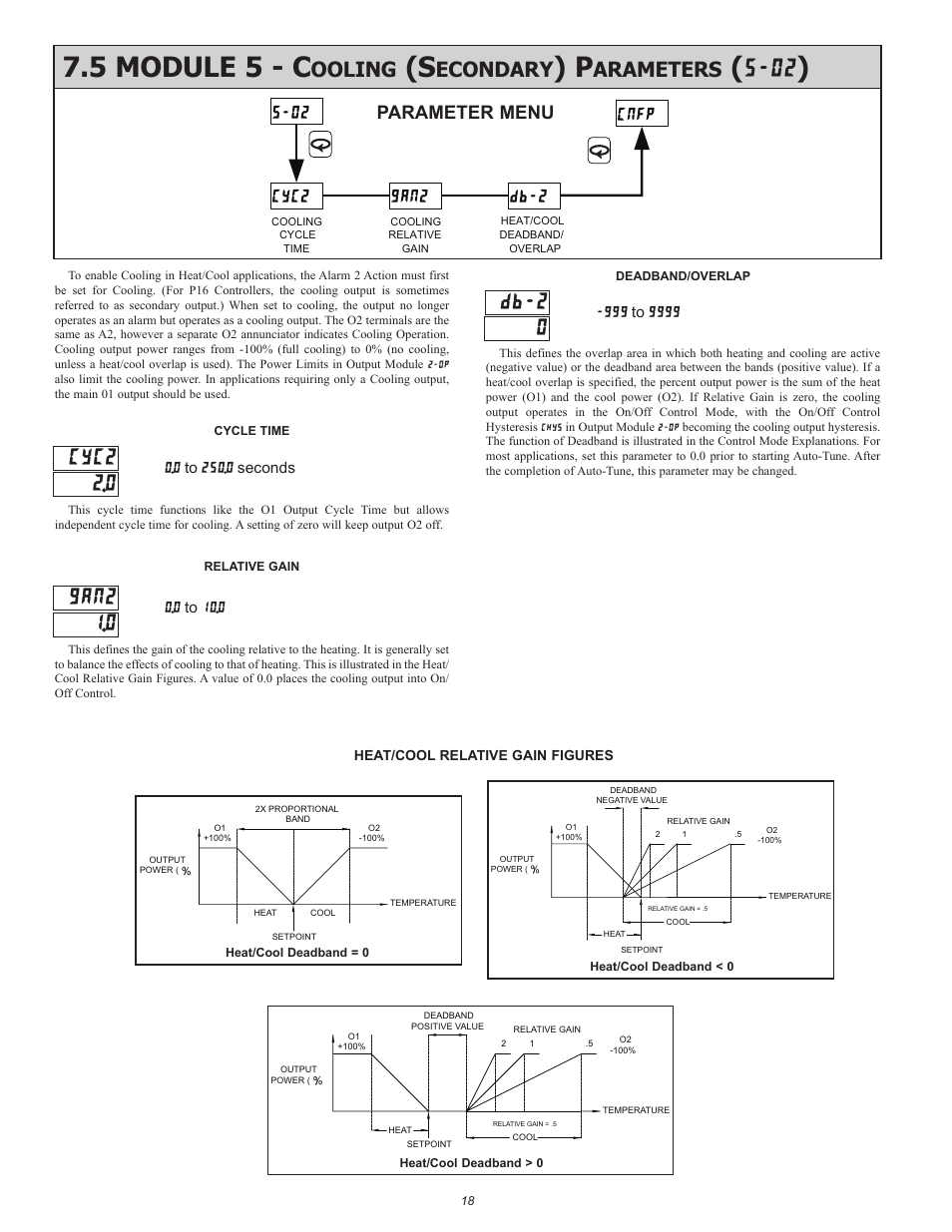 5 module 5 - c, Cyc2 db-2 gan2, O2 cnfp | Ooling, Econdary, Arameters, Parameter menu | Red Lion P16 User Manual | Page 18 / 28