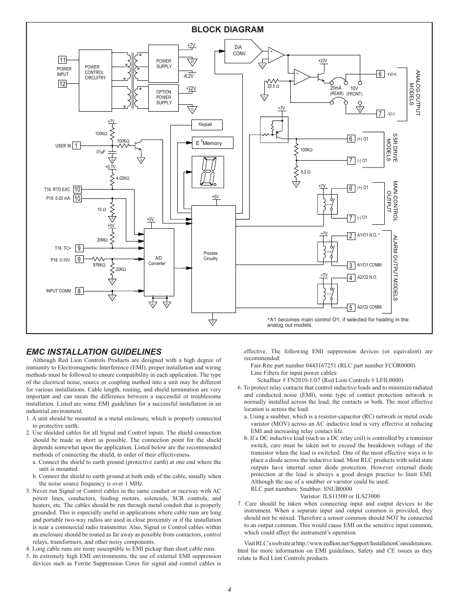 Emc installation guidelines, Block diagram | Red Lion P16 User Manual | Page 4 / 28