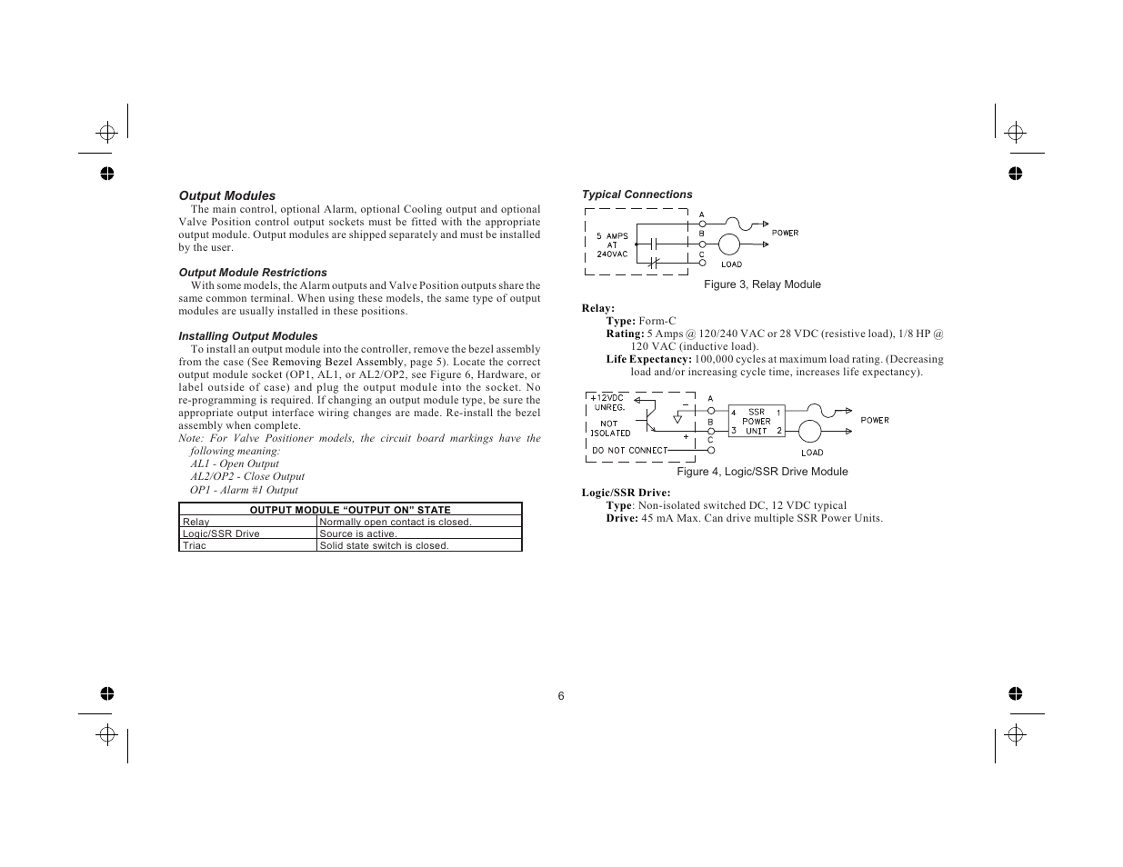 Output modules 6, Output module restrictions 6, Installing output modules 6 | Typical connections 6 | Red Lion TCU User Manual | Page 14 / 104