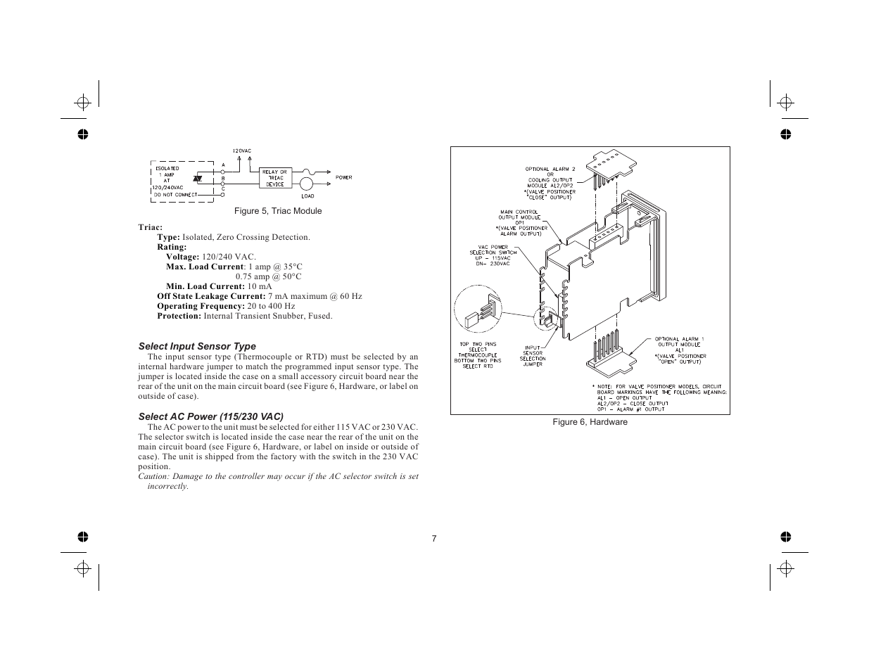 Select input sensor type 7, Select ac power (115/230 vac) 7 | Red Lion TCU User Manual | Page 15 / 104