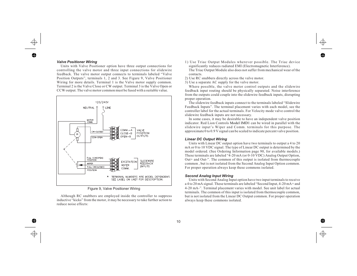 Valve positioner wiring 10, Linear dc output wiring 10, Second analog input wiring 10 | Red Lion TCU User Manual | Page 18 / 104