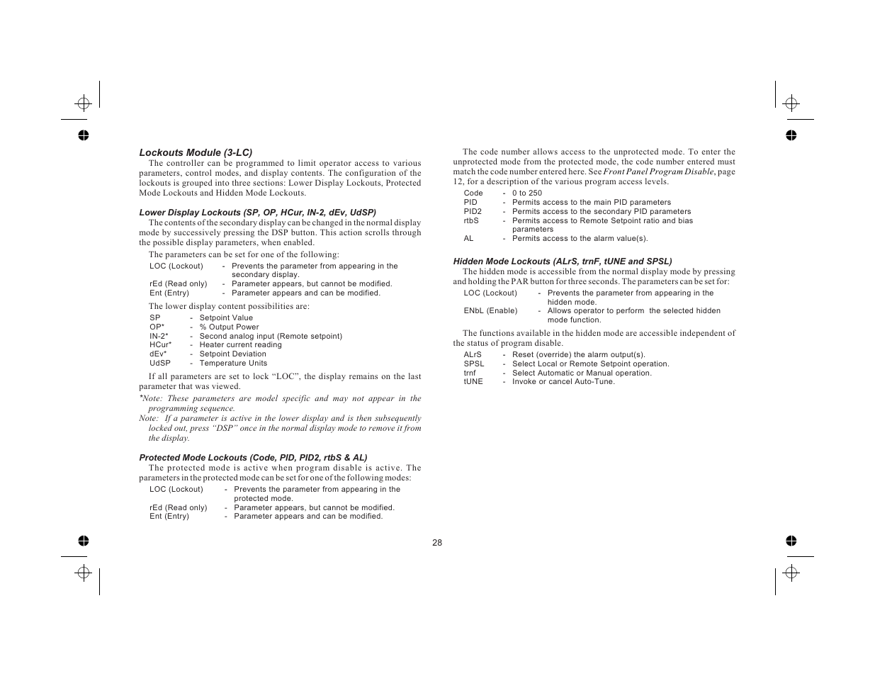 Lockouts module (3-lc) 28 | Red Lion TCU User Manual | Page 36 / 104