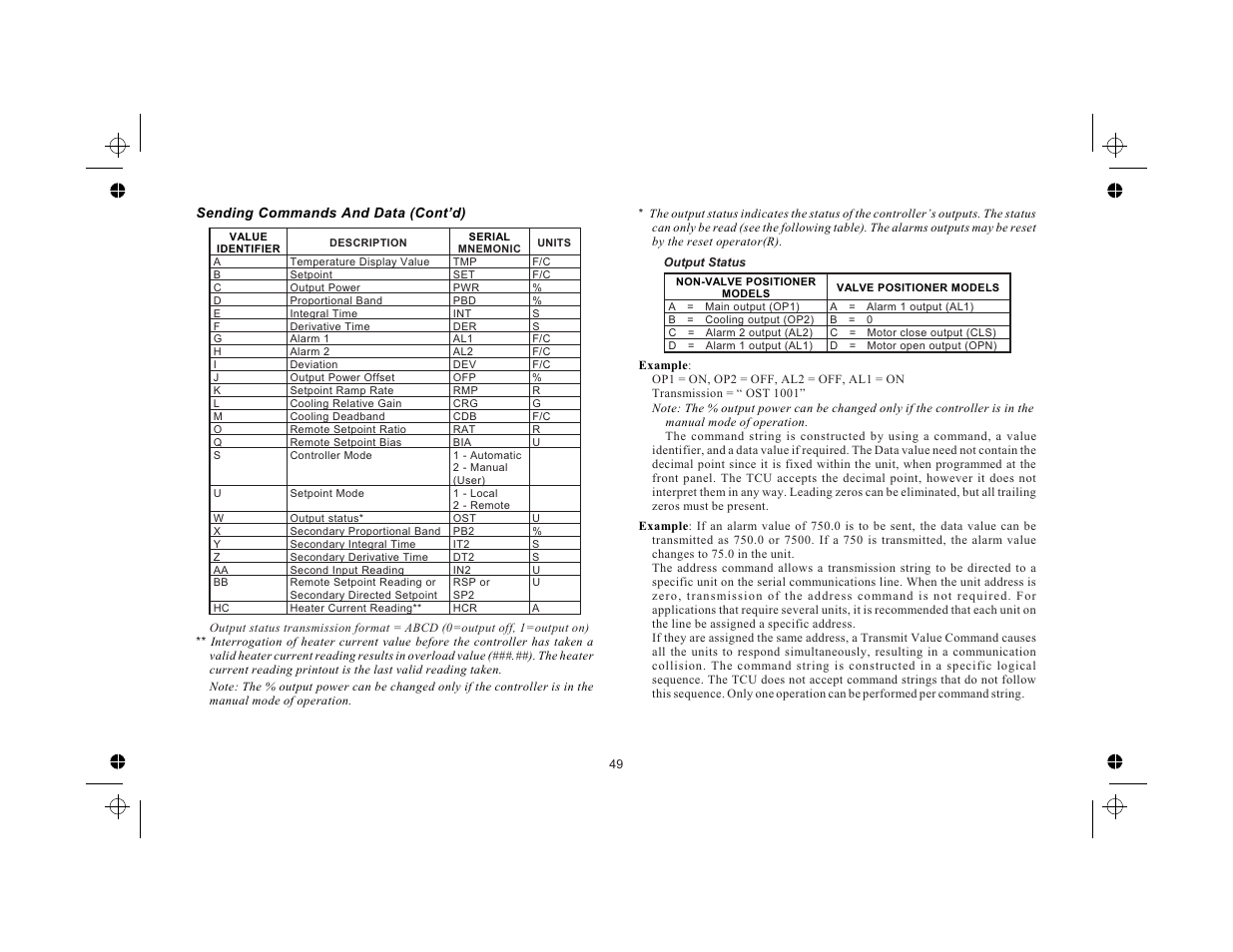 Output status 49 | Red Lion TCU User Manual | Page 57 / 104