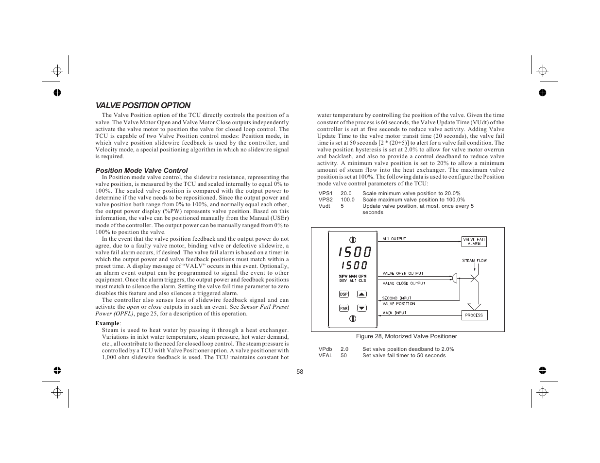 Valve position option 58, Position mode valve control 58, Valve position option | Red Lion TCU User Manual | Page 66 / 104