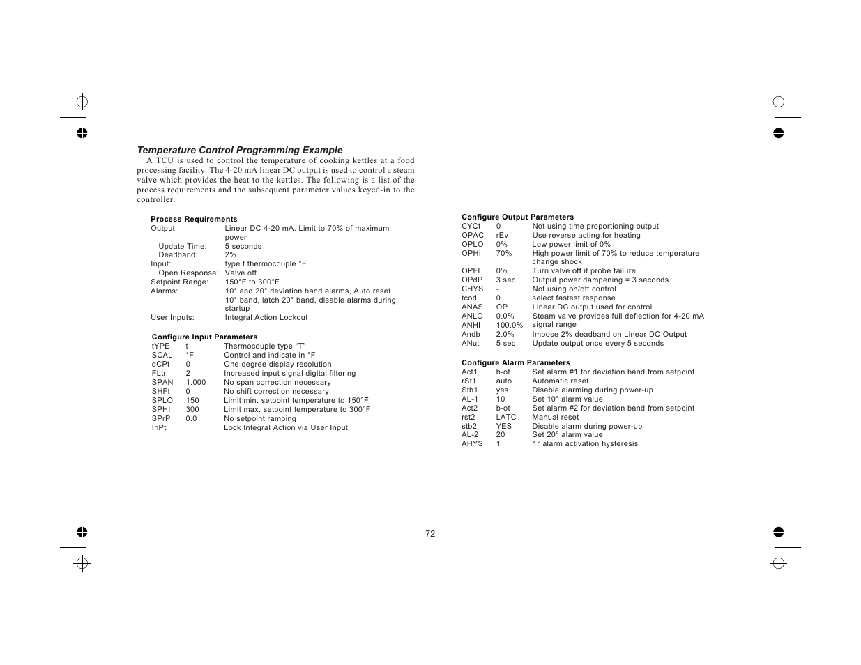Temperature control programming example 72 | Red Lion TCU User Manual | Page 80 / 104