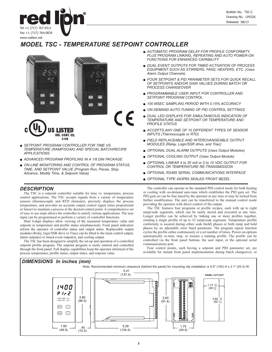 Red Lion TSC User Manual | 8 pages