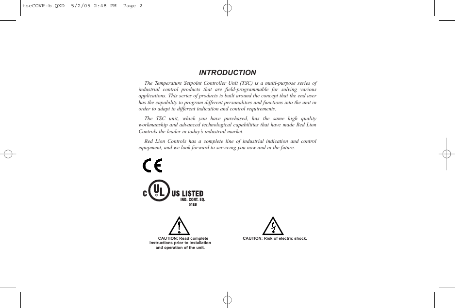 Introduction, Cus listed | Red Lion TSC User Manual | Page 2 / 92