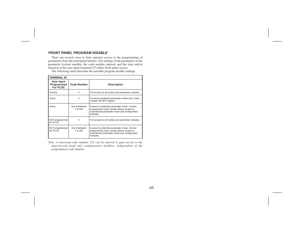 Front panel program disable 27 | Red Lion TSC User Manual | Page 29 / 92