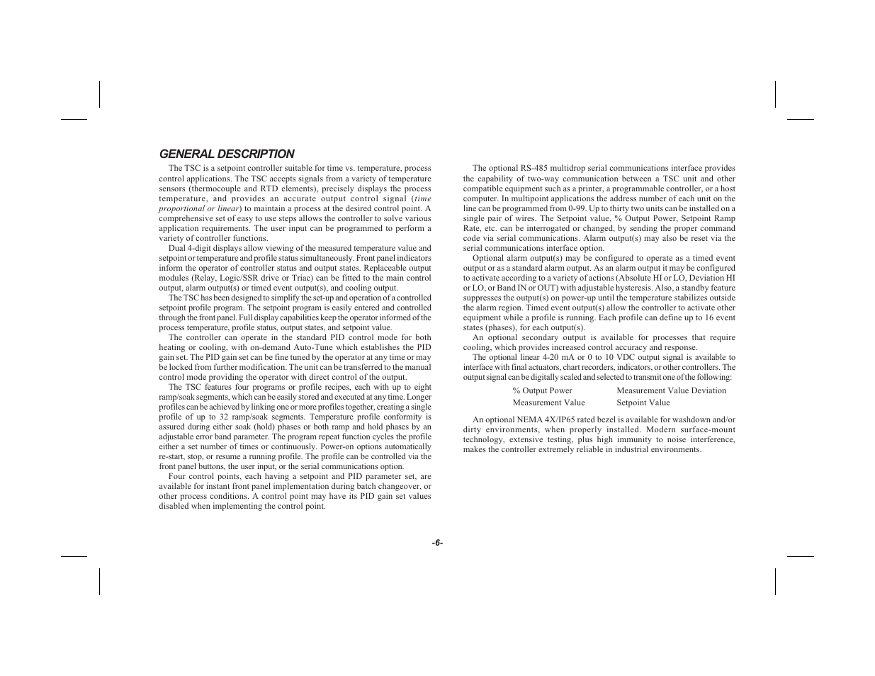 General description 6, General description | Red Lion TSC User Manual | Page 8 / 92