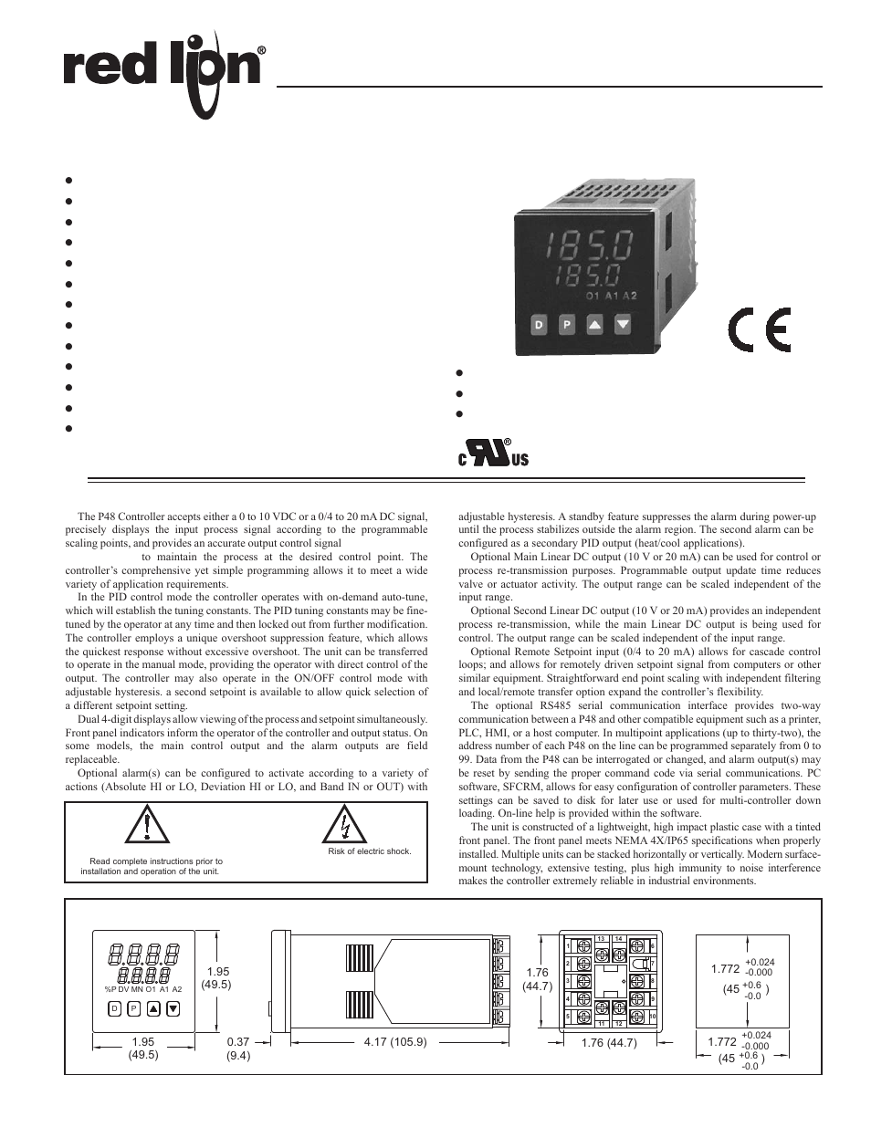 Red Lion P48 User Manual | 8 pages